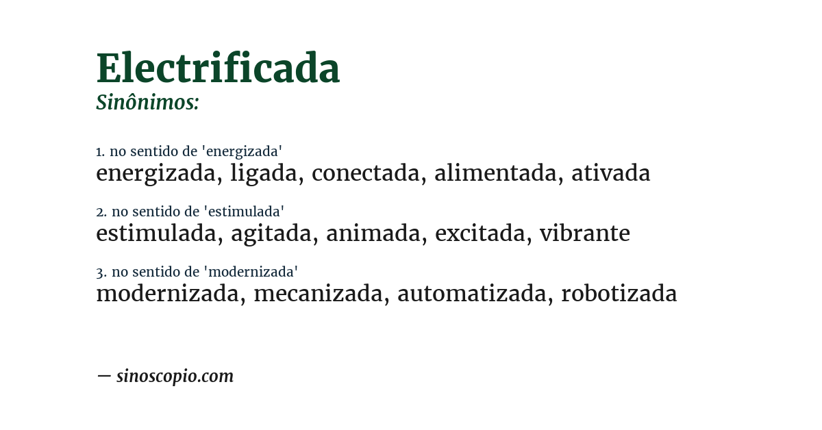 Sinônimo de electrificada