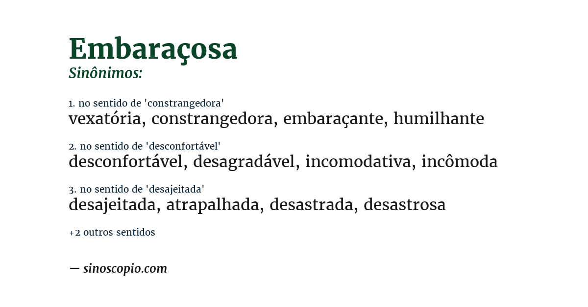 Sinônimo de embaraçosa