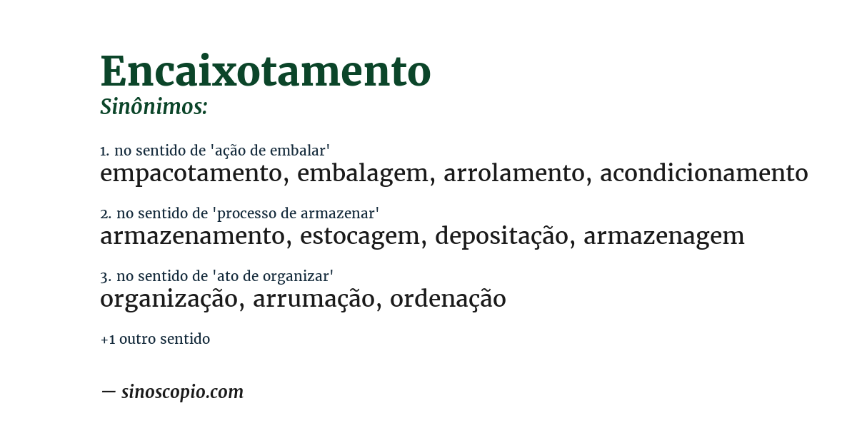 Sinônimo de encaixotamento