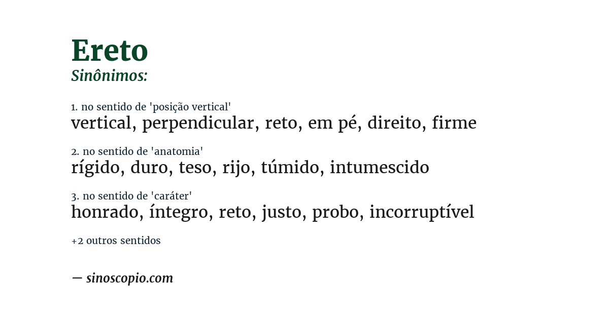 Sinônimo de ereto
