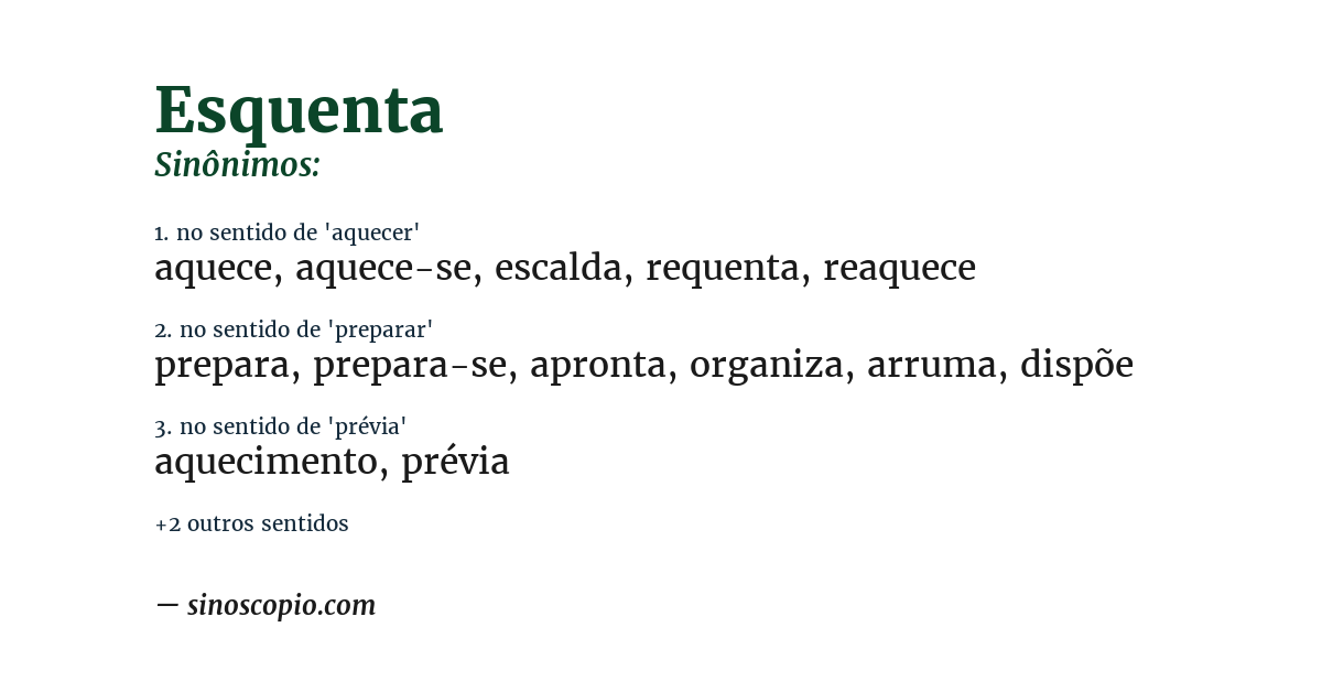 Sinônimo de esquenta
