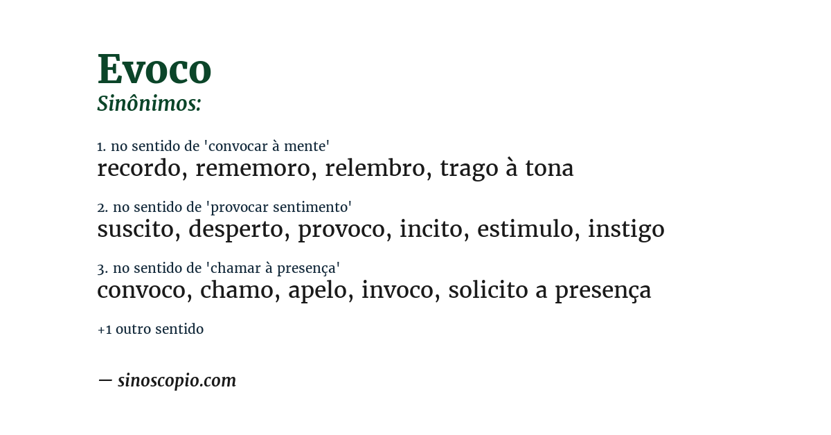 Sinônimo de evoco