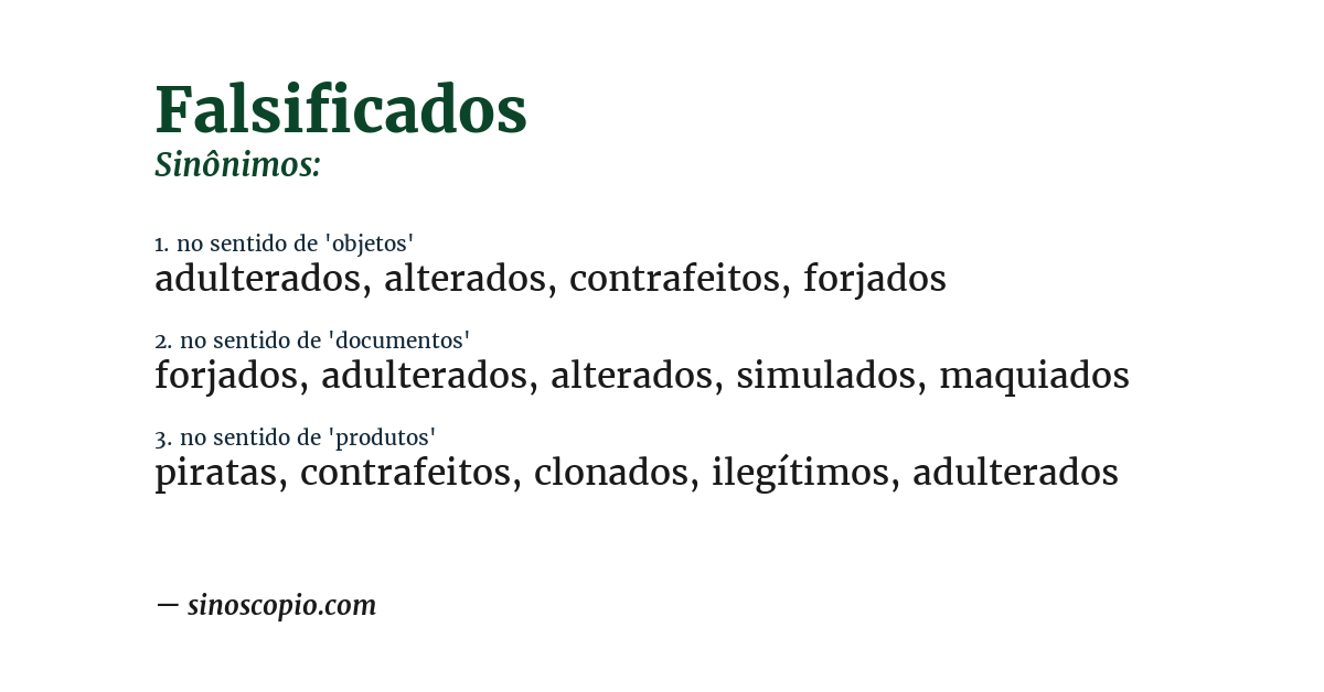 Sinônimo de falsificados