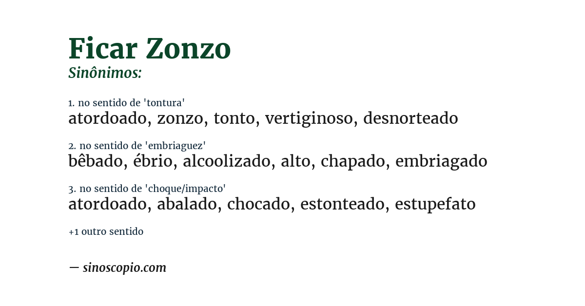 Sinônimo de ficar zonzo