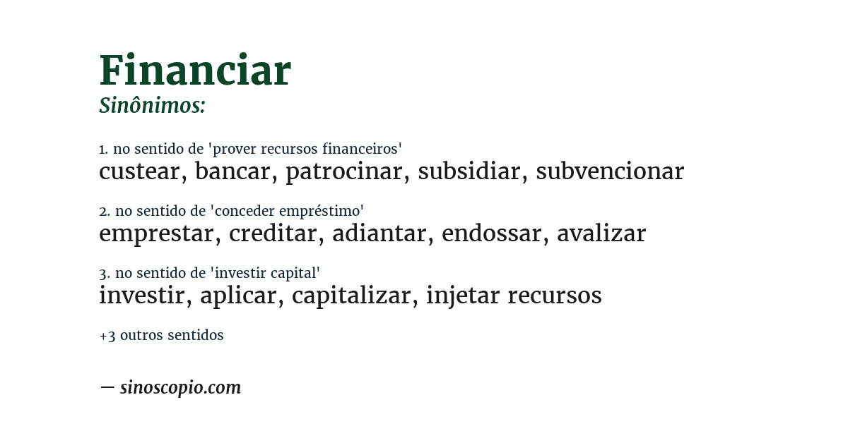 Sinônimo de financiar