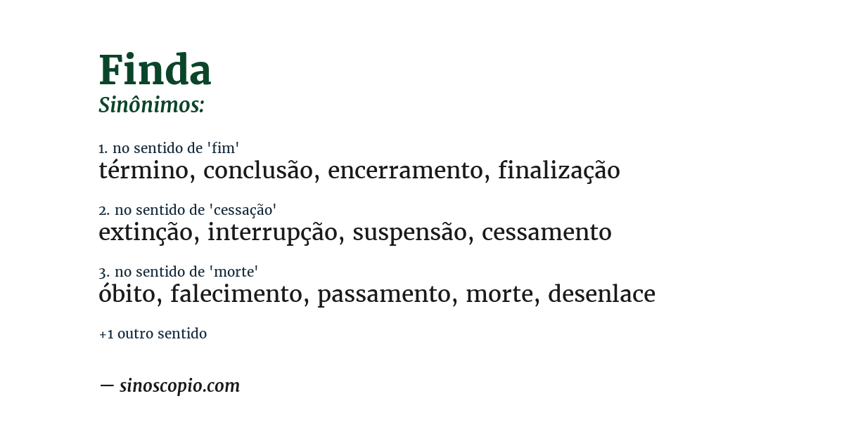 Sinônimo de finda