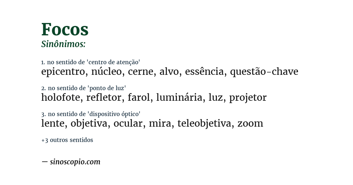 Sinônimo de focos