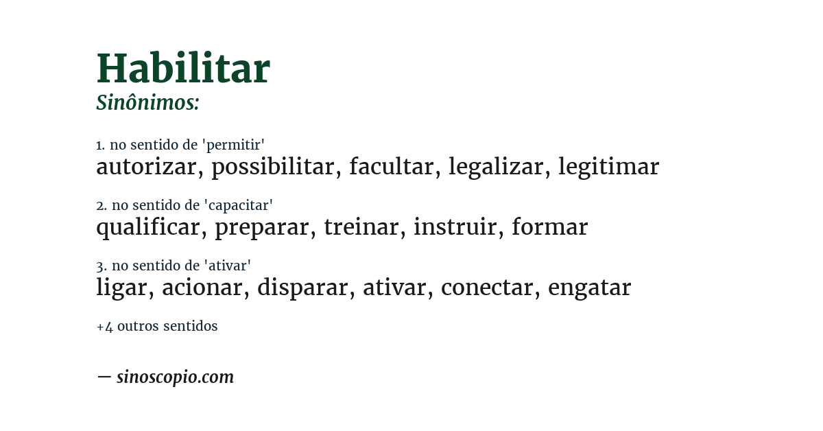 Sinônimo de habilitar