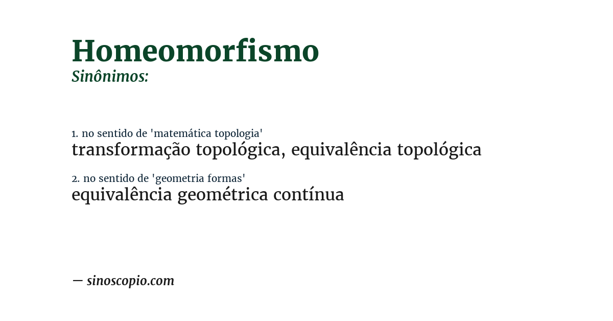 Sinônimo de homeomorfismo