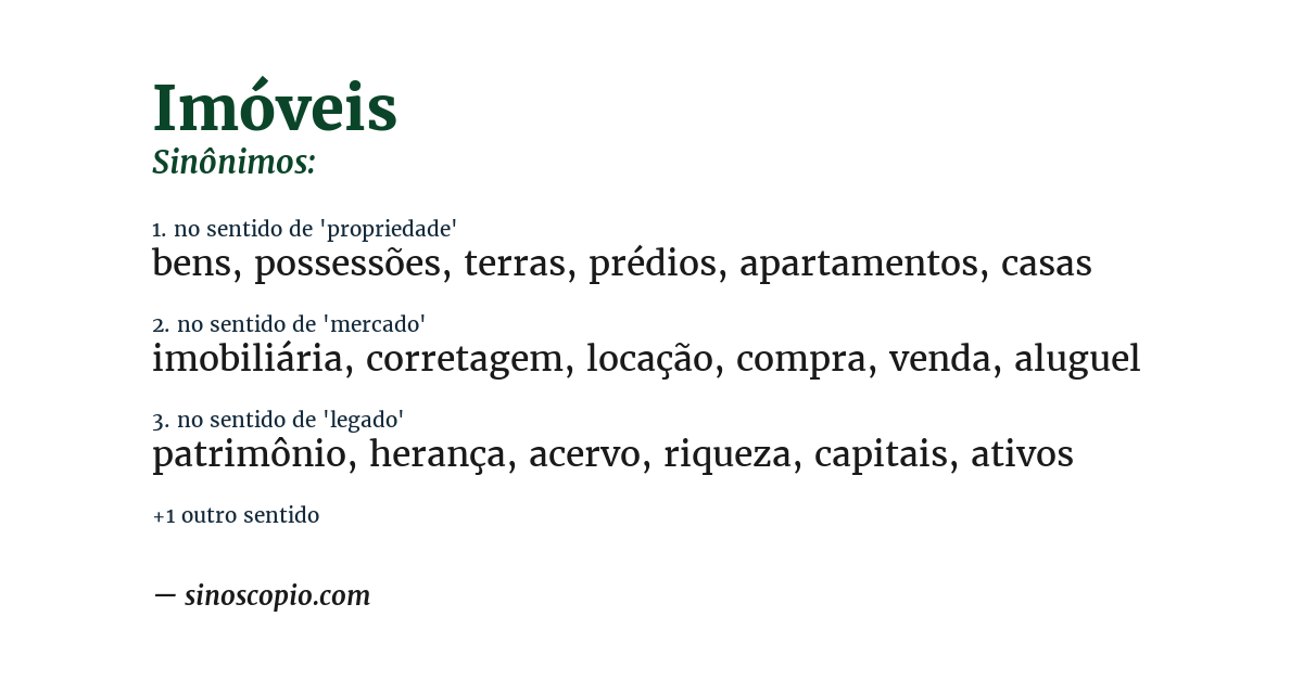 Sinônimo de imóveis