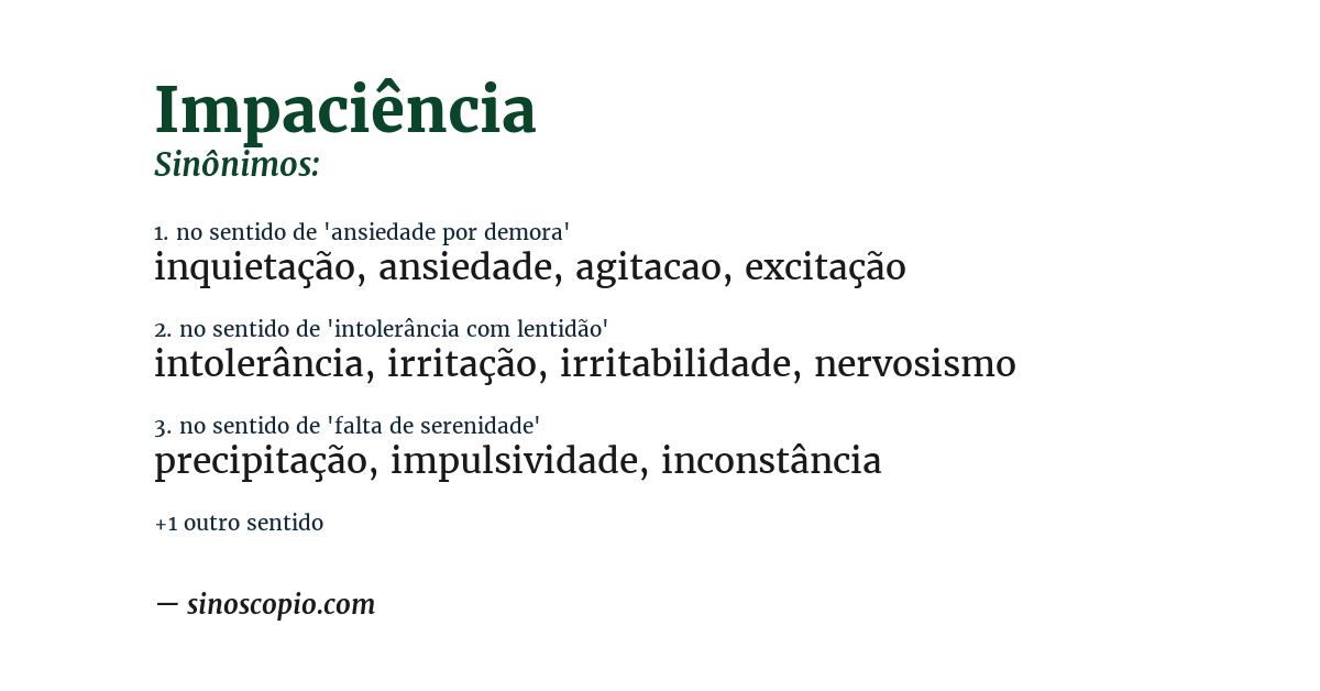 Sinônimo de impaciência