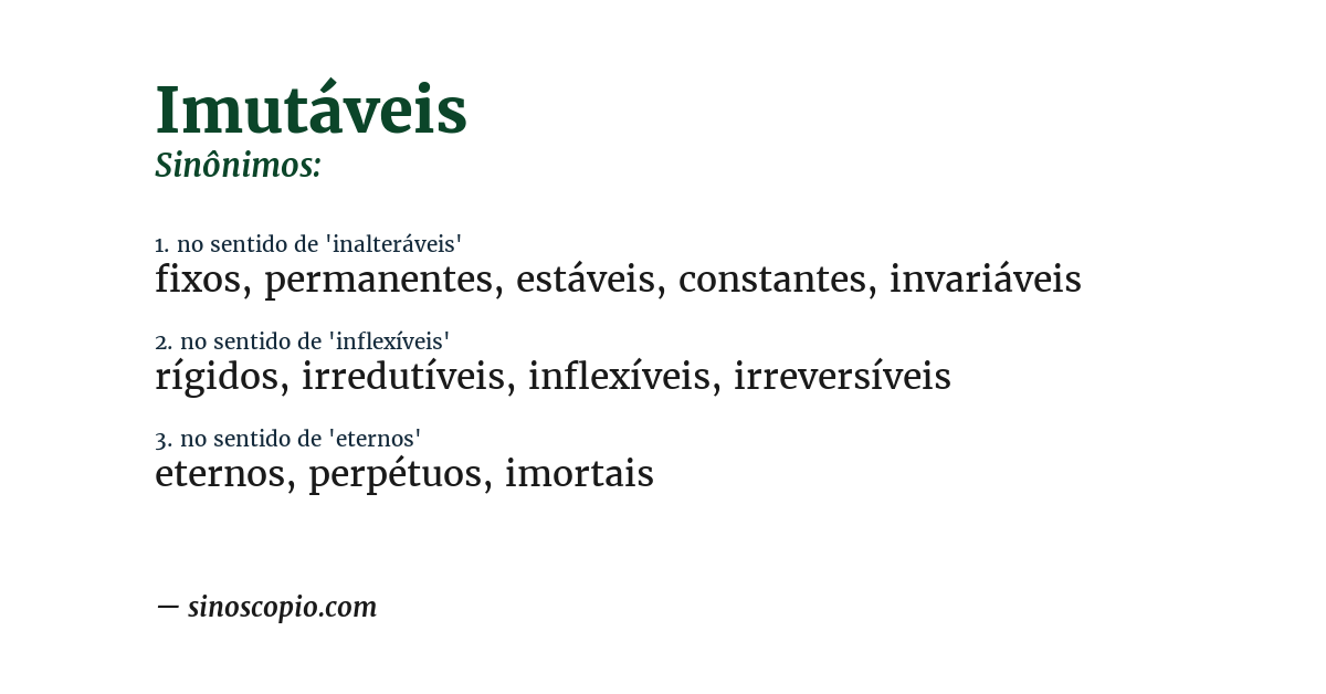 Sinônimo de imutáveis