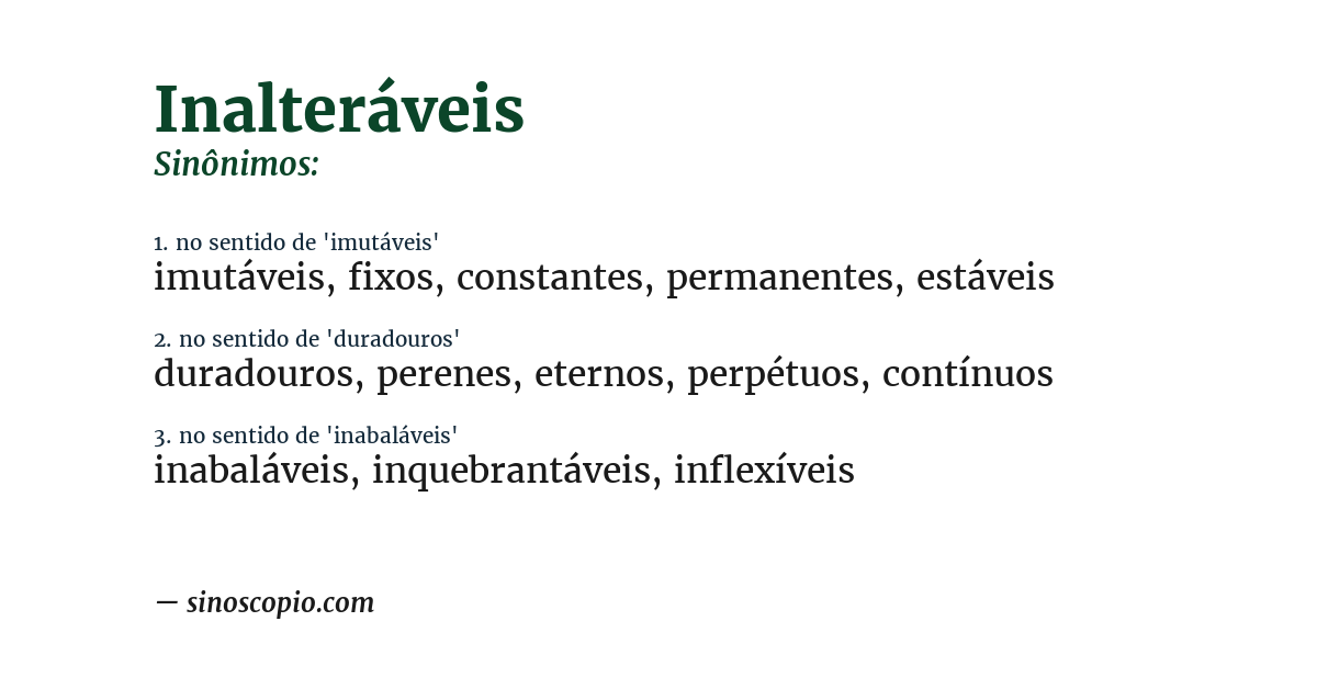 Sinônimo de inalteráveis