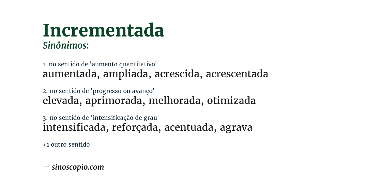 Sinônimo de incrementada