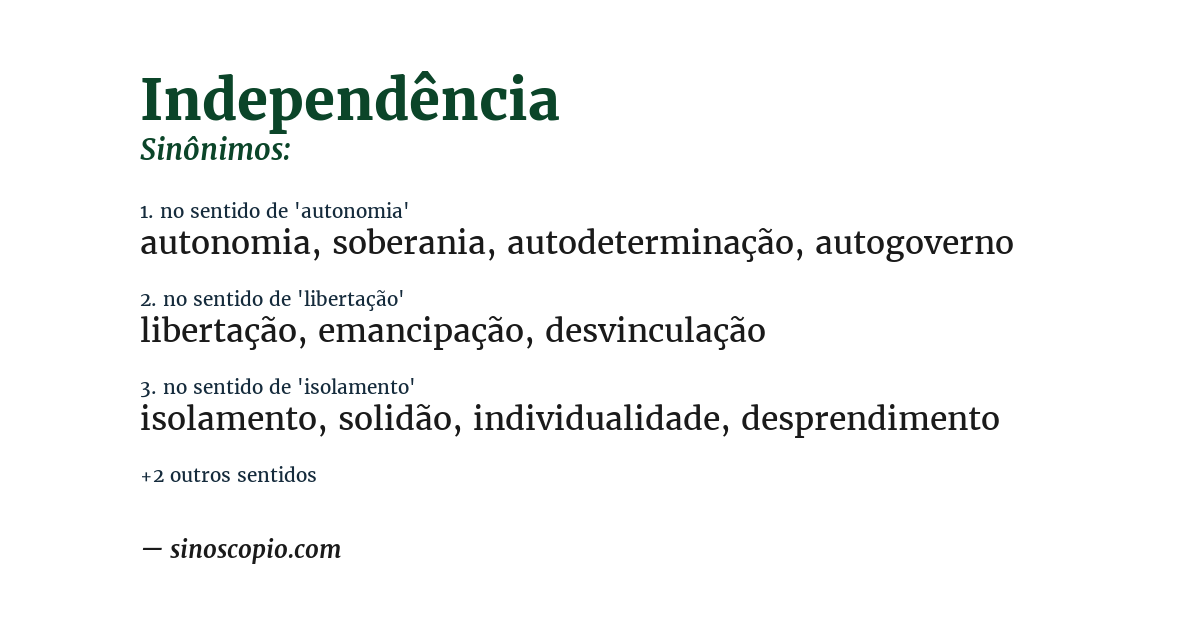 Sinônimo de independência