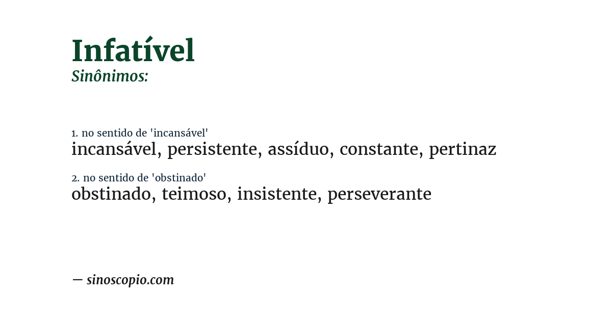 Sinônimo de infatível