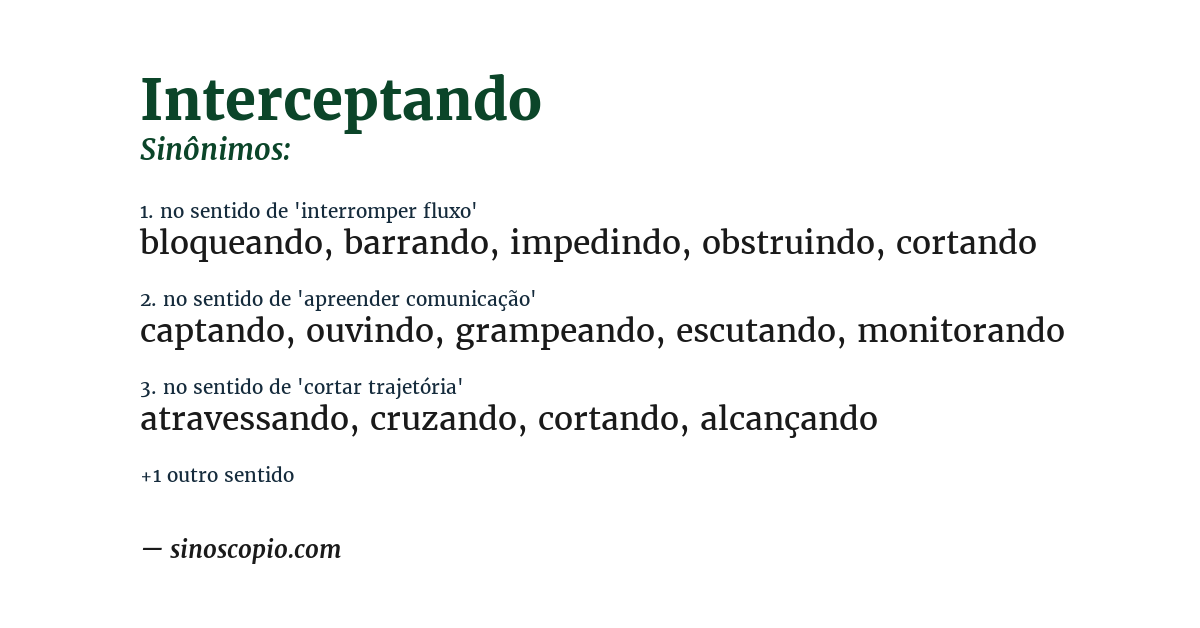 Sinônimo de interceptando