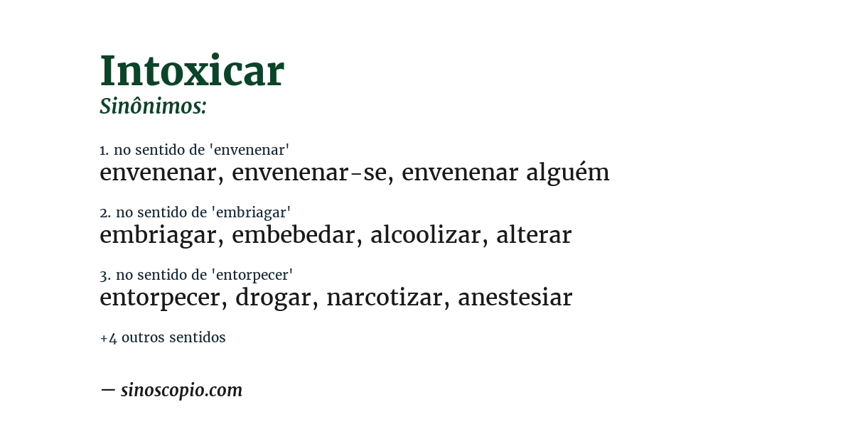 Sinônimo de intoxicar