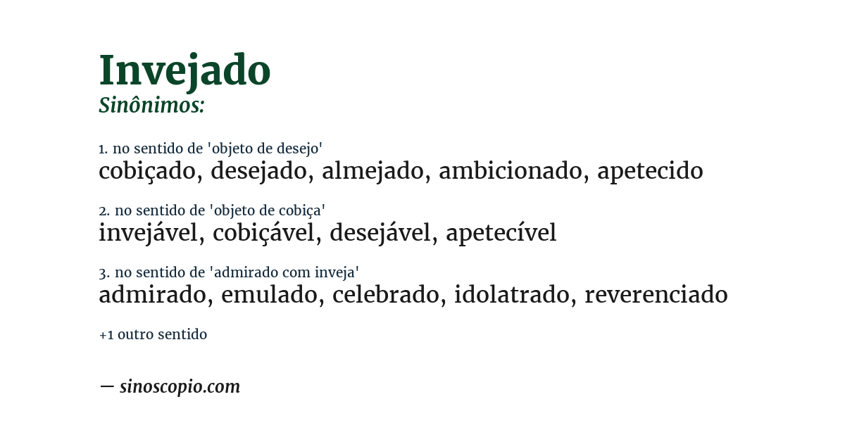 Sinônimo de invejado