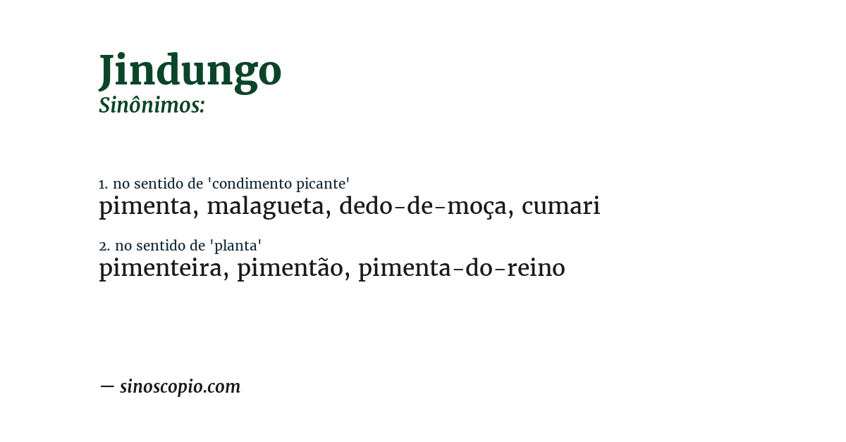 Sinônimo de jindungo