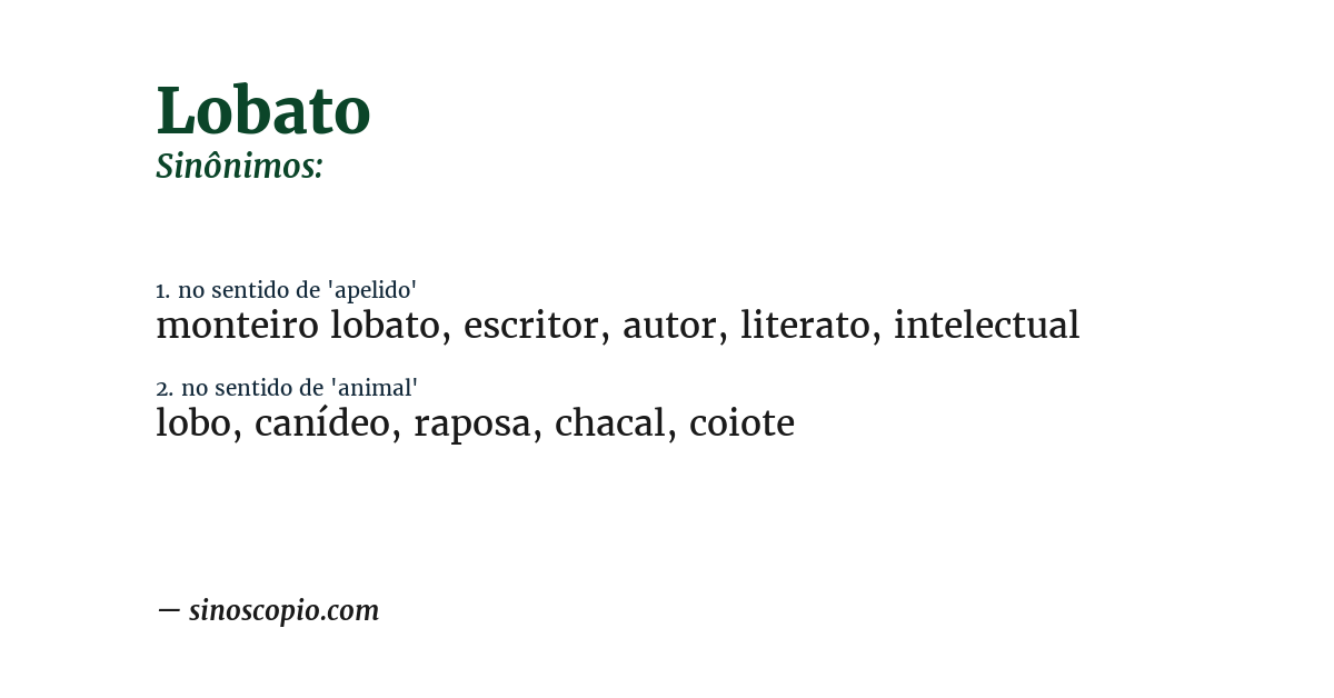 Sinônimo de lobato