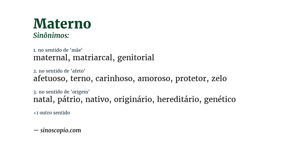 Sinônimo de materno