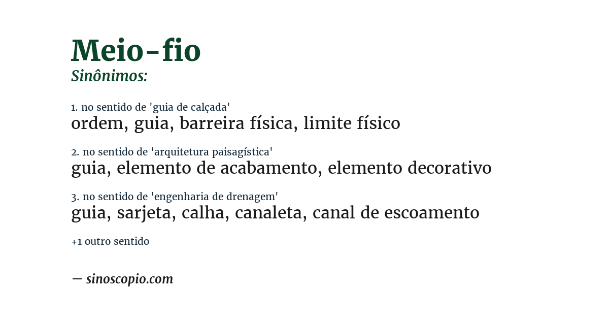 Sinônimo de meio-fio