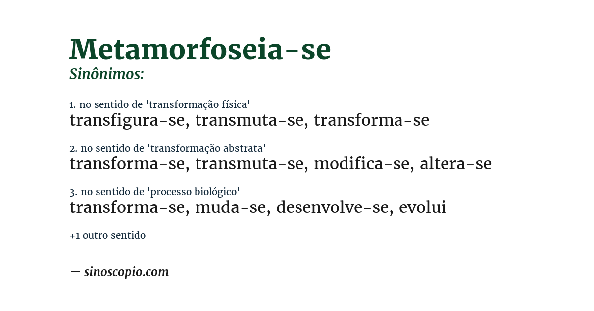 Sinônimo de metamorfoseia-se