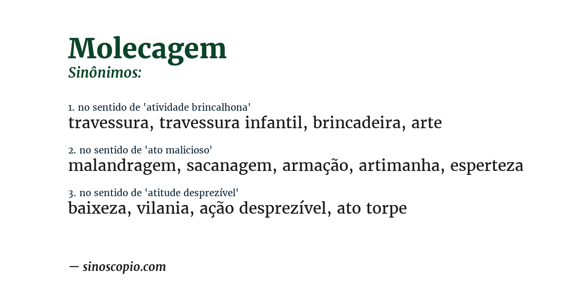 Sinônimo de molecagem