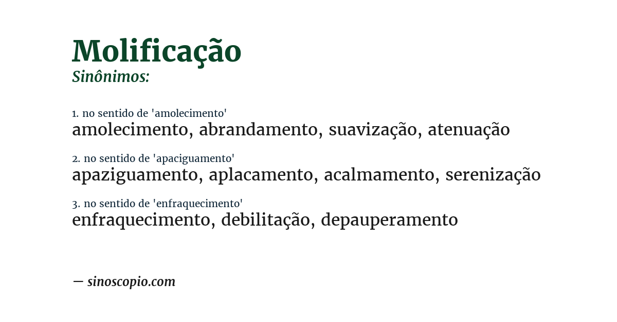 Sinônimo de molificação