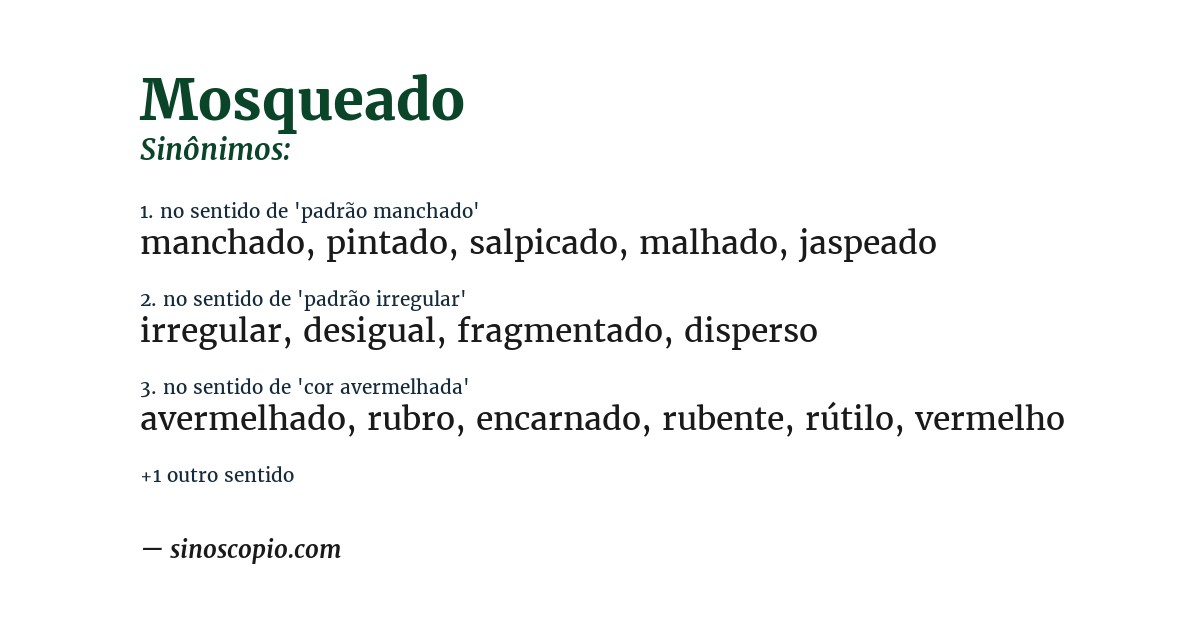 Sinônimo de mosqueado