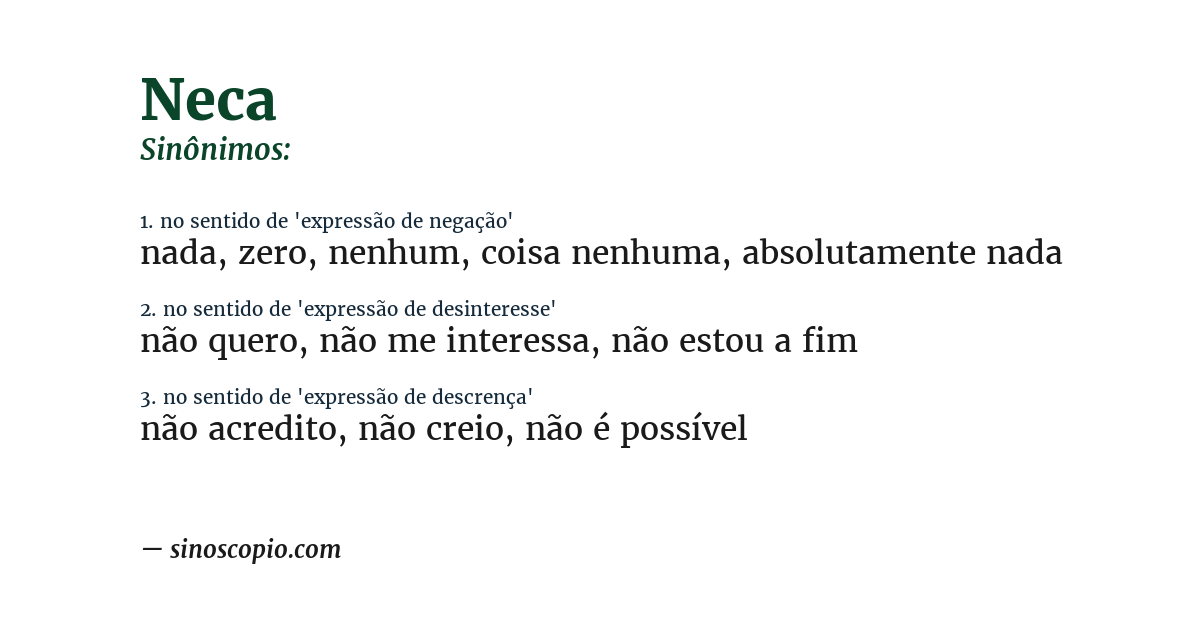 Sinônimo de neca