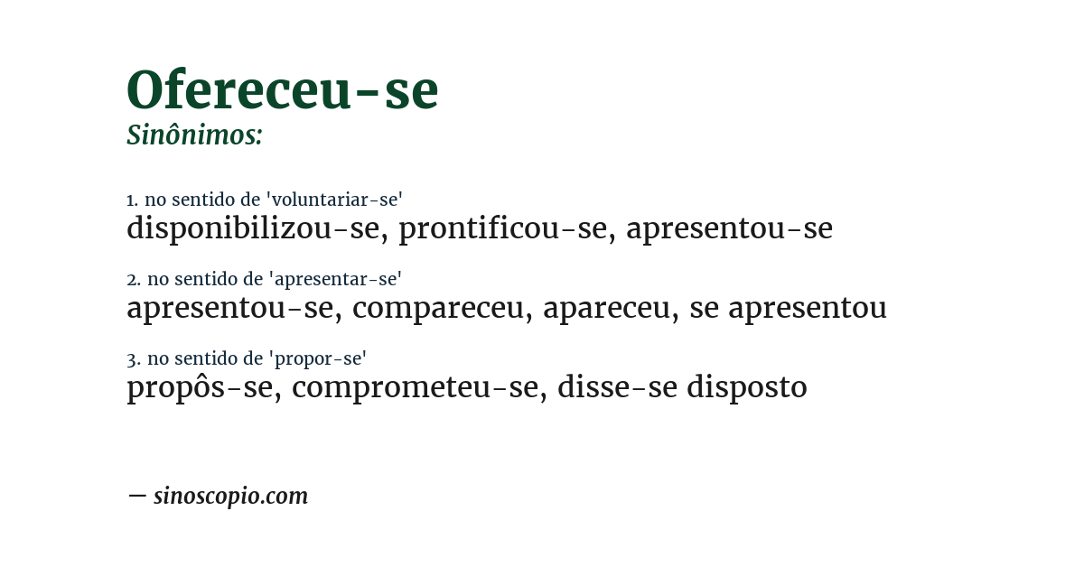 Sinônimo de ofereceu-se