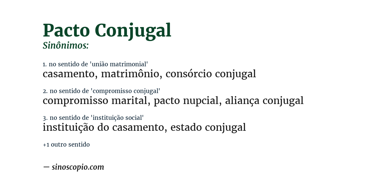 Sinônimo de pacto conjugal