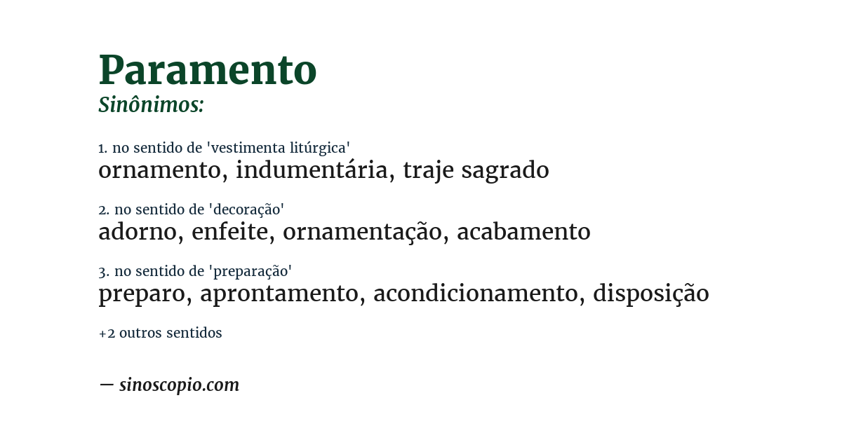 Sinônimo de paramento
