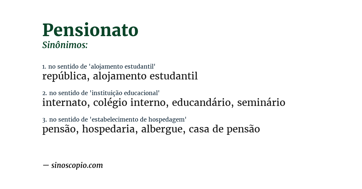 Sinônimo de pensionato