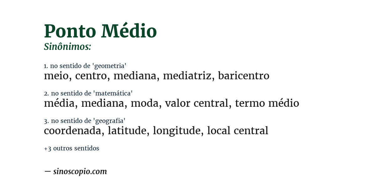Sinônimo de ponto médio