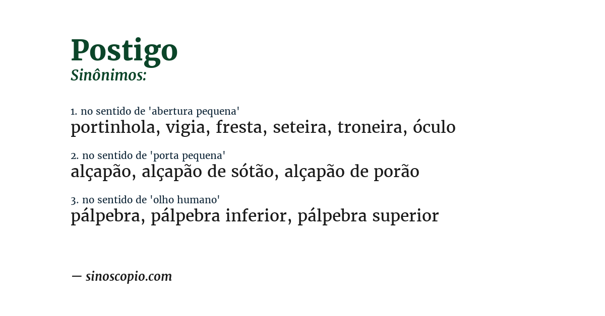 Sinônimo de postigo