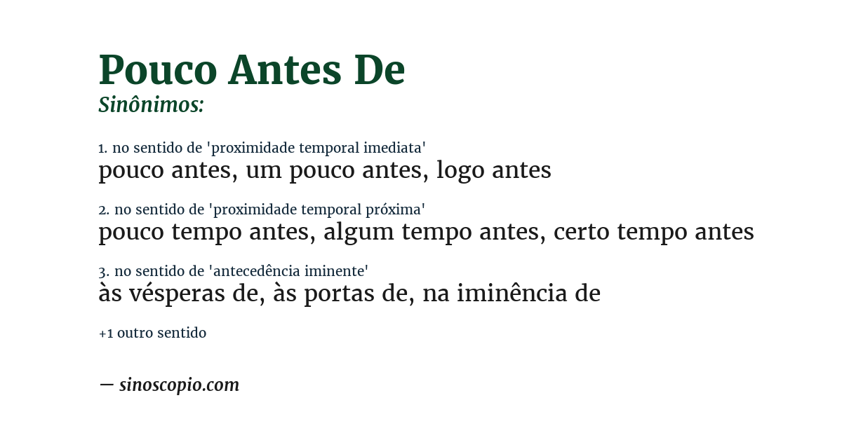 Sinônimo de pouco antes de