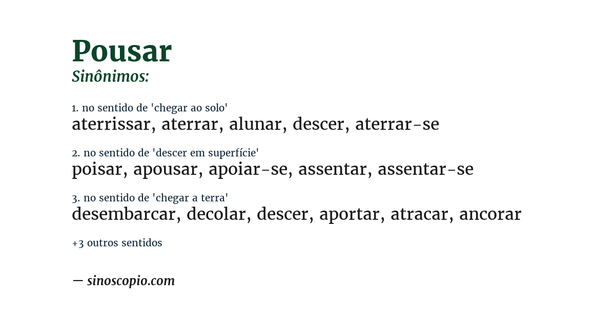 Sinônimo de pousar