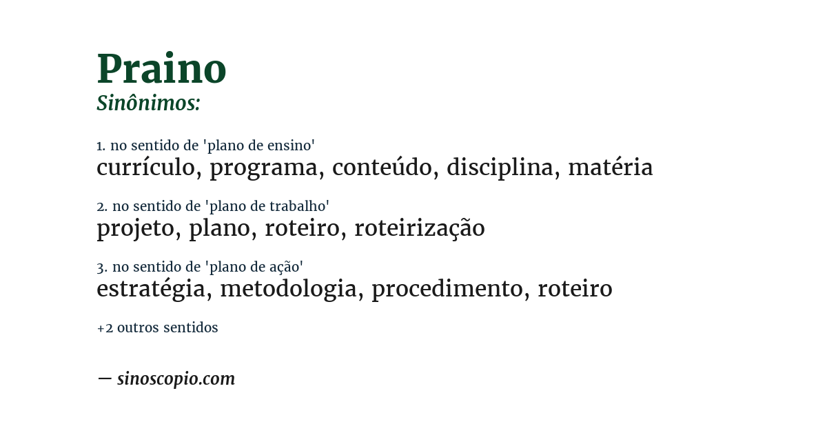 Sinônimo de praino