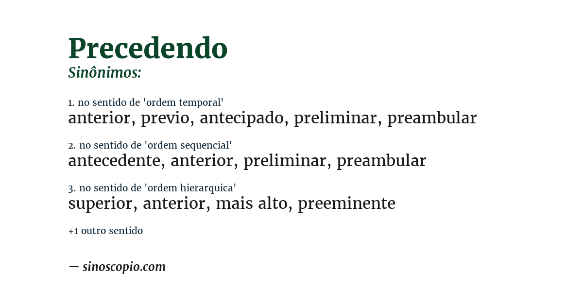 Sinônimo de precedendo