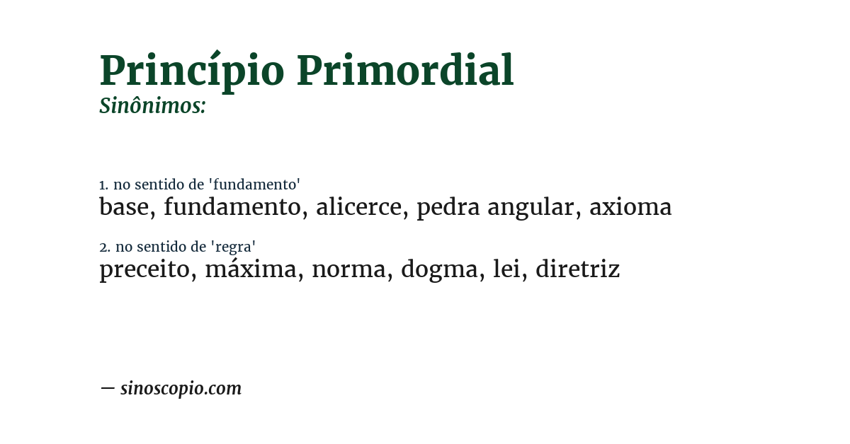 Sinônimo de princípio primordial