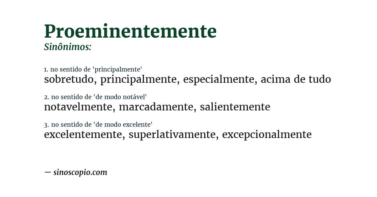 Sinônimo de proeminentemente