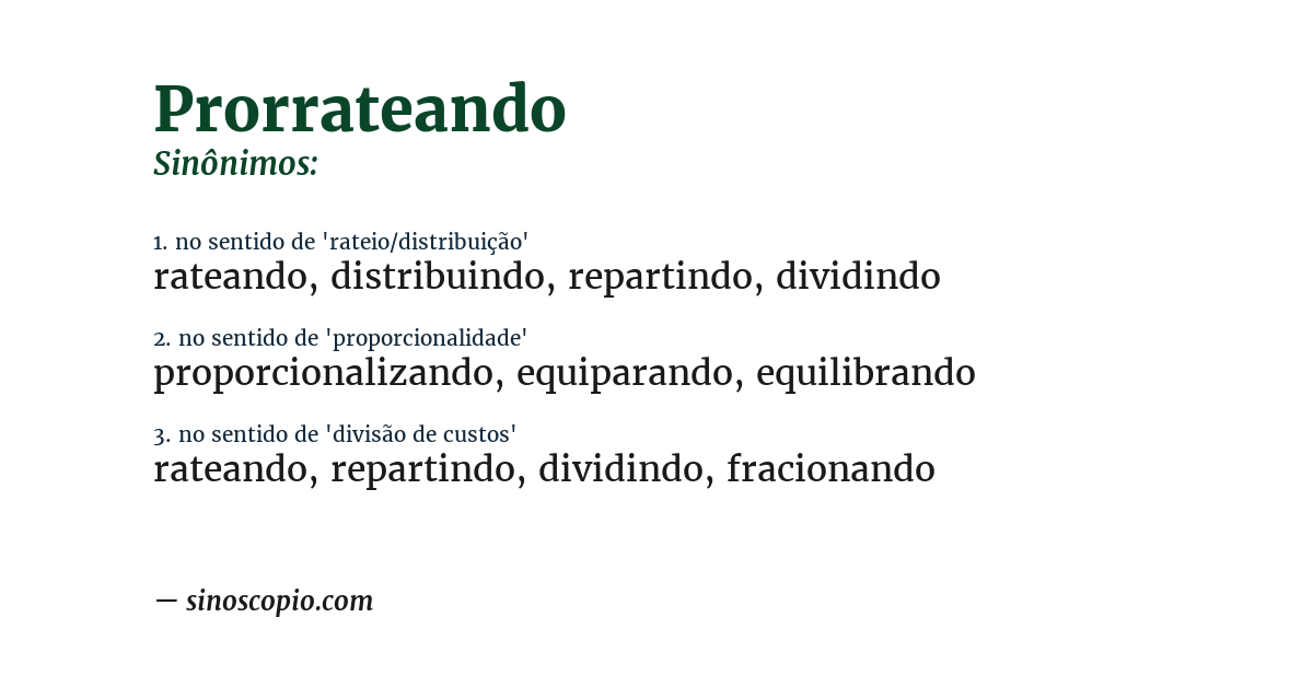 Sinônimo de prorrateando