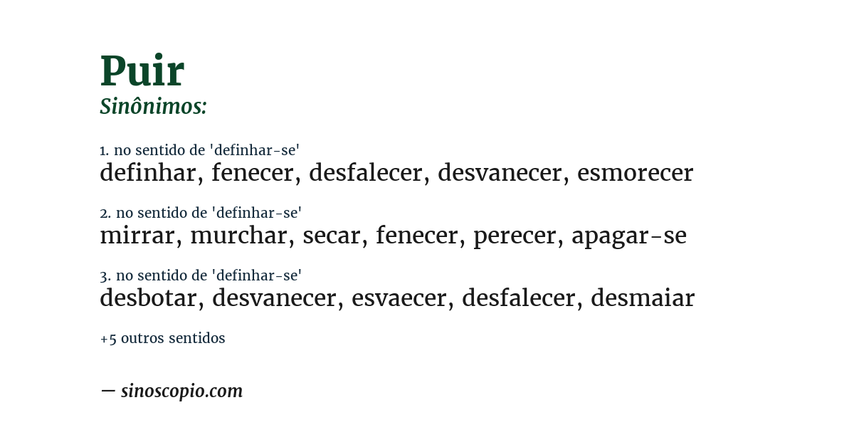 Sinônimo de puir