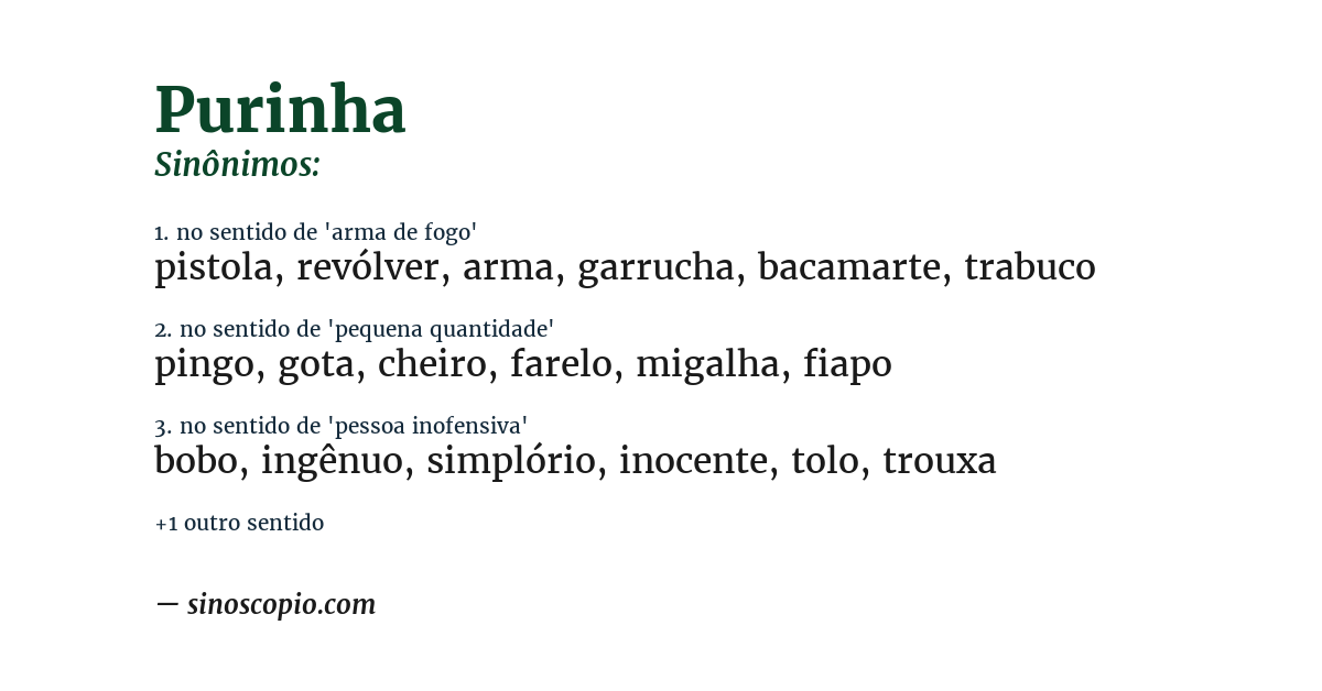 Sinônimo de purinha