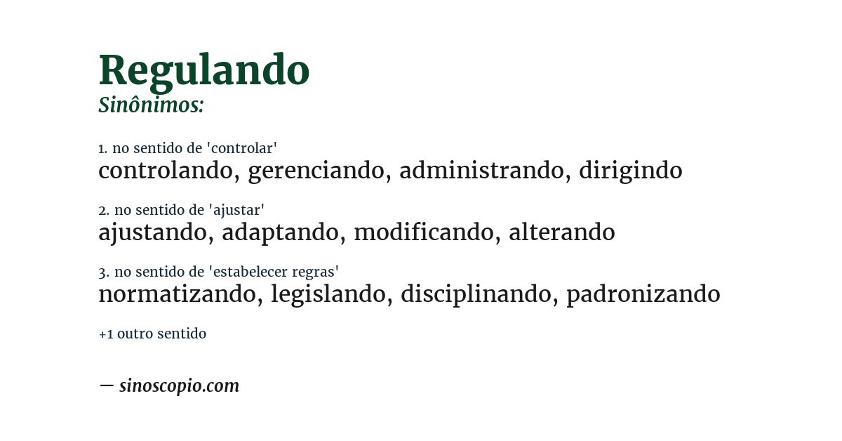 Sinônimo de regulando