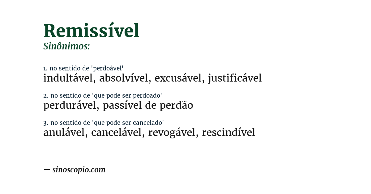 Sinônimo de remissível