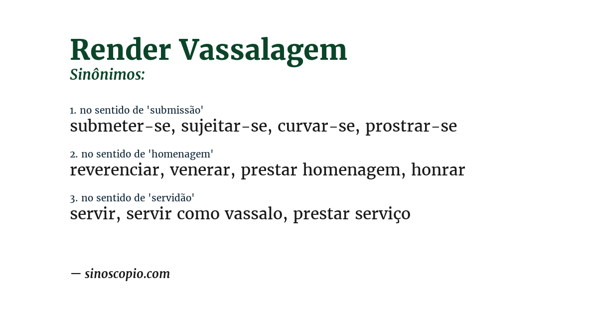 Sinônimo de render vassalagem